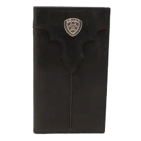 Ariat Mens Center Bump Shield Concho Leather Rodeo Wallet Checkbook Cover, Black
