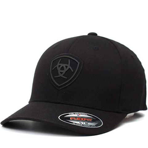 Ariat Mens Rubber Shield Logo Adjustable Snapback Cap Hat (Grey/Black)