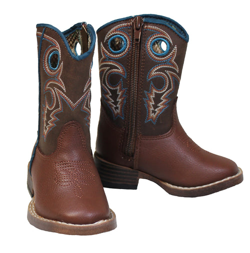 M & F Western Double Barrel Toddler Boys Dylan Cowboy Boot Square Toe (Brown,4)