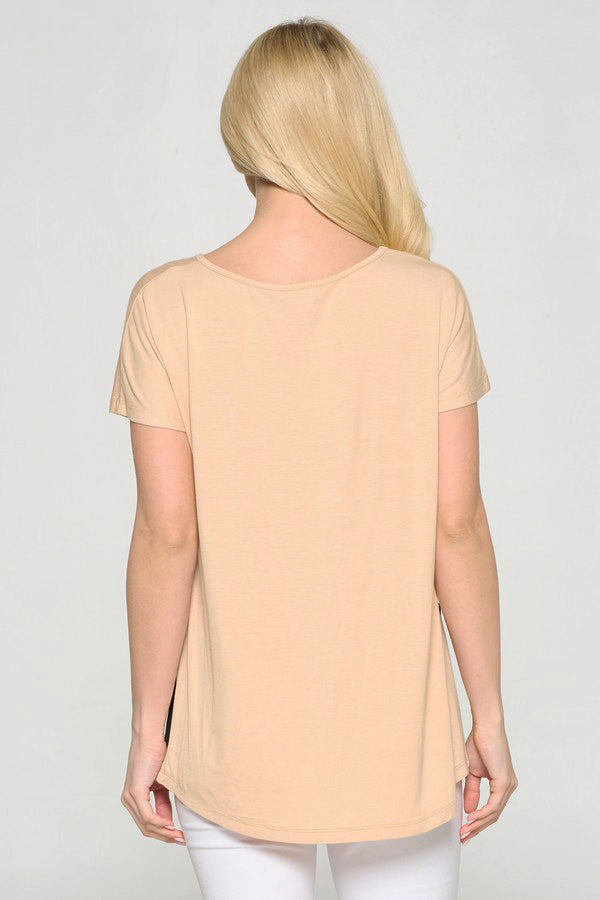 Yelete Womens Short Sleeve Colorblock Top