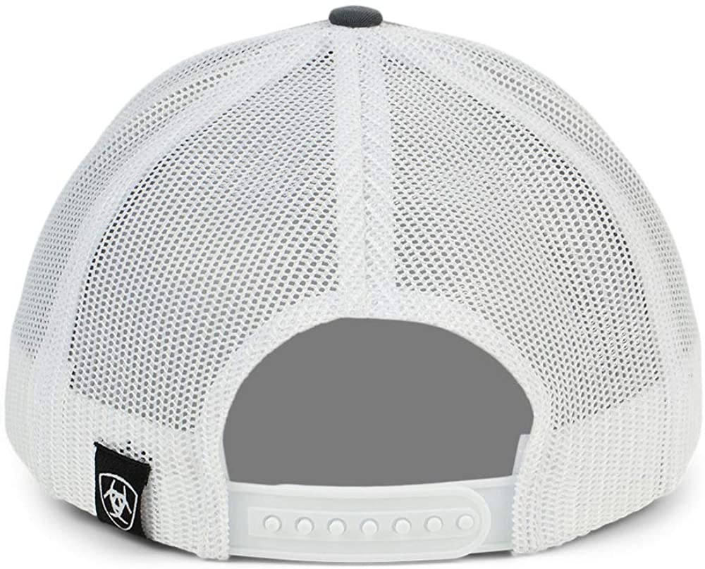 Ariat Mens Richardson 112 Adjustable Snapback Trucker Hat (Grey/White)