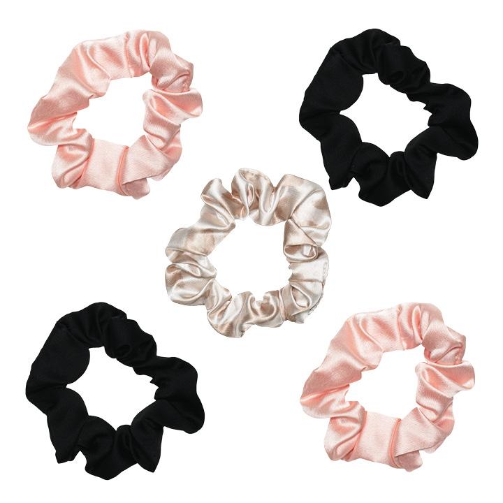Kitsch Womens No Crease Satin Sleep Scrunchies (Assorted, 5 Pack)