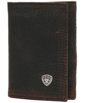 Ariat Performance Work Mens Leather Tri-Fold Wallet (Dark Brown)