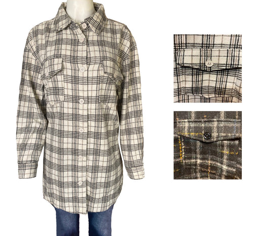 YMI Jeans Womens Button Down Long Sleeve Plaid Shacket