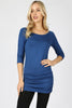 Zenana Womens Luxe Rayon 3/4 Sleeve Shirring Tunic Top