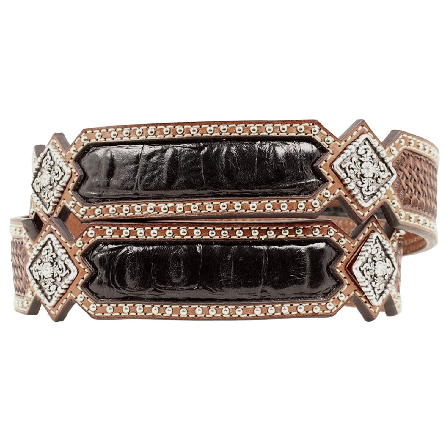 Ariat Mens Basketweave Diamond Concho Leather Belt, 44