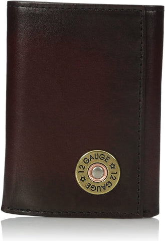 Nocona Mens Shotgun Shell Concho Dark Copper Leather Tri-Fold Wallet