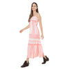 Myra Bags Womens Personable Spaghetti Strap Long Ruffle Bottom Sun Dress, Pink