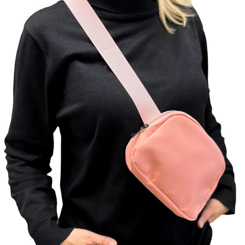 Girlie Girl Belt Bag Hip Purse Crossbody, Pale Pink