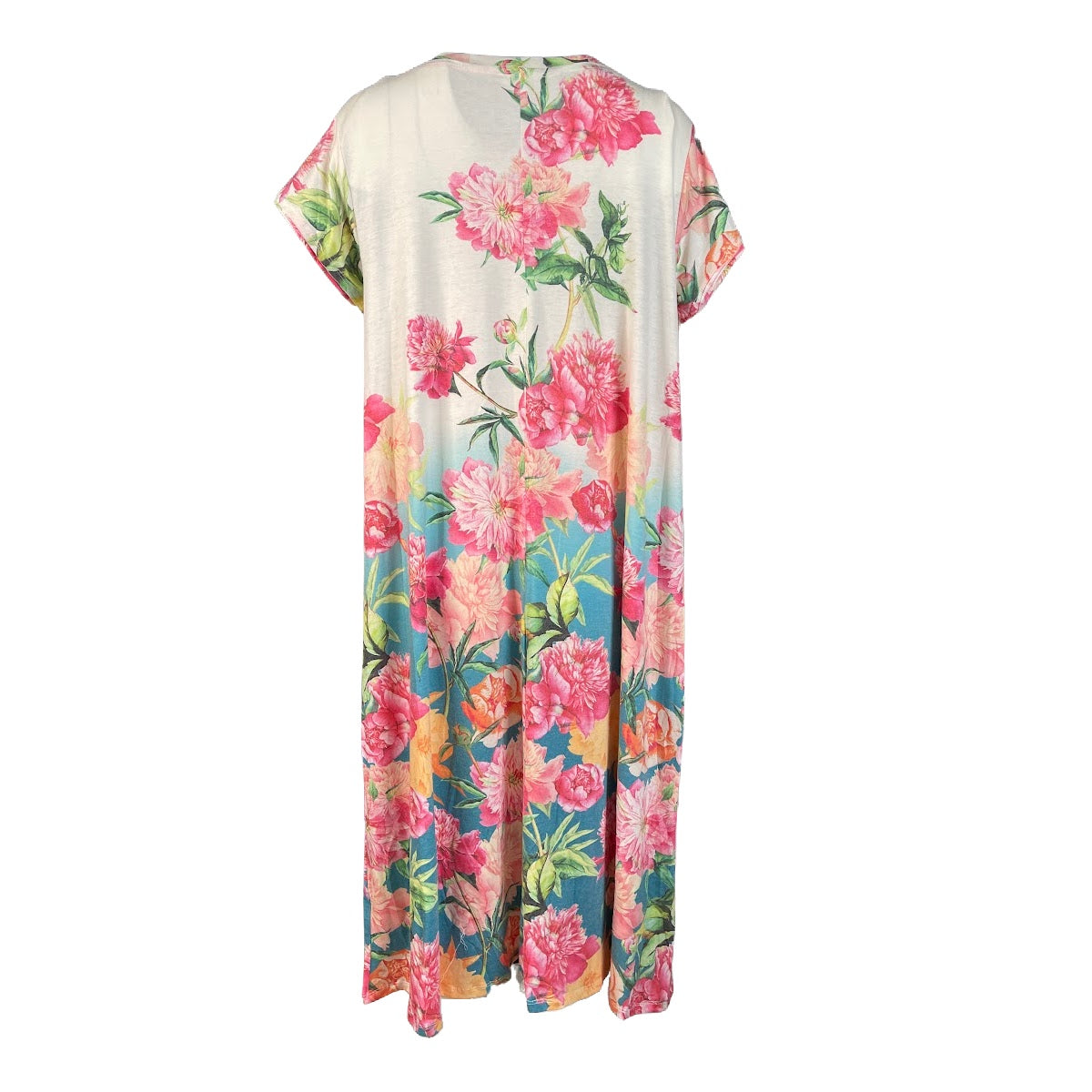 Umgee Womens V-Neck Floral Print Short Sleeve Dress