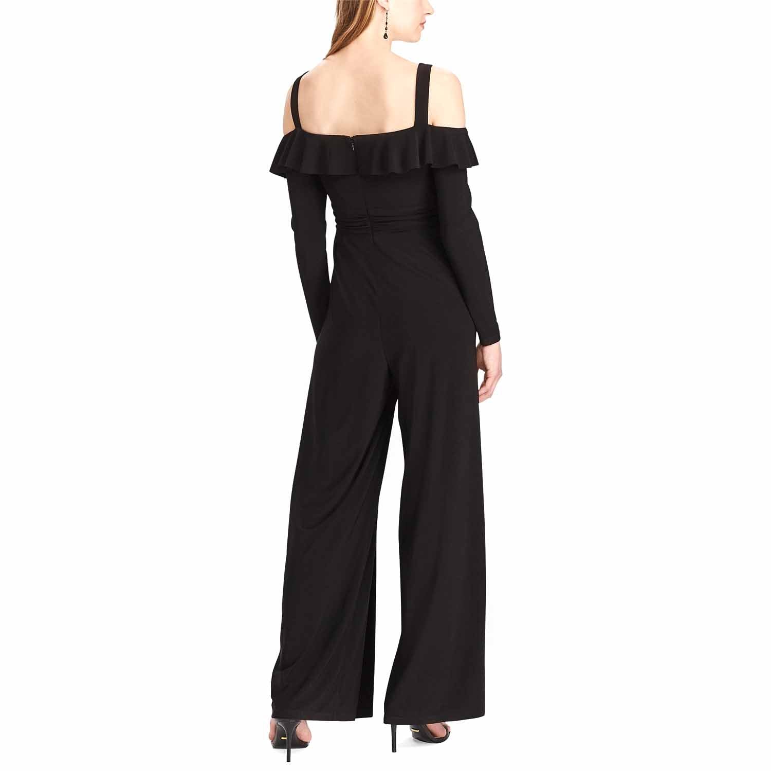American Living Womens Off-The-Shoulder Wide-Leg Jumpsuit (Black, 12)