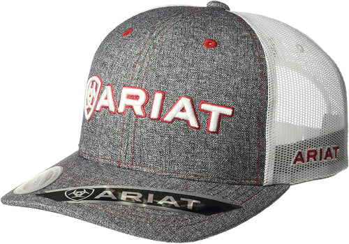 Ariat Mens Adjustable Snapback Mesh Cap Hat (Grey/White, One Size)
