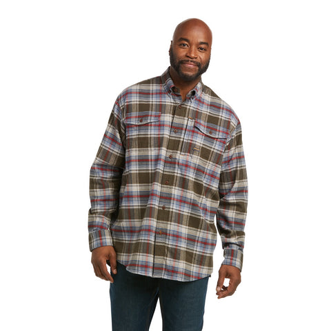 Ariat Mens Rebar Plaid Flannel Durastretch Work Shirt