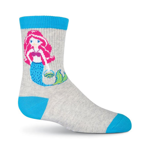 K. Bell Girls Novelty Mermaid Crew Socks (Grey, One Size)