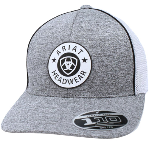 Ariat Mens Logo Patch Adjustable Snapback Cap Hat (Grey/White)