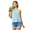 Blu Pepper Womens Scalloped Lace Crepe Knit Halter Top