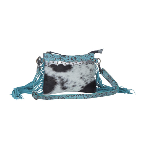 Myra Bag Womens Exotic Azure Leather & Hairon Crossbody Bag