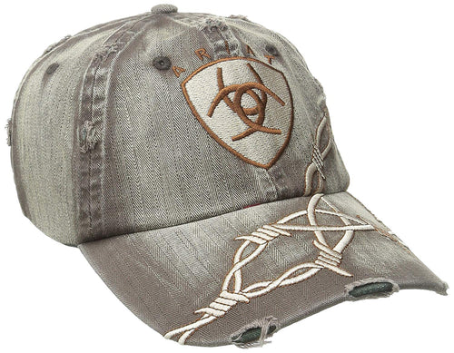 Ariat Mens Brown Distressed Barbed Wire Embroidered Logo Cap