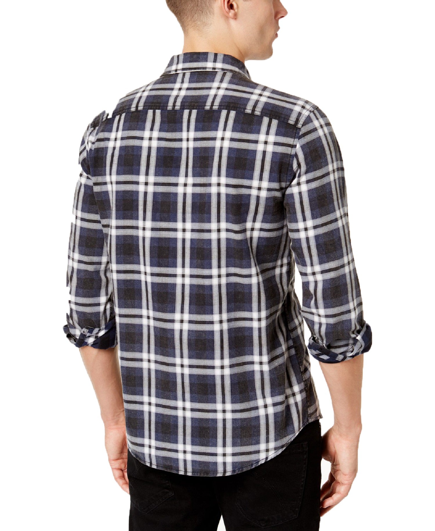 American Rag Mens Ramsay Patched Plaid Shirt