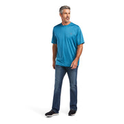 Ariat Mens Charger Shield Polyester Jersey Tee Shirt, Fluid Teal
