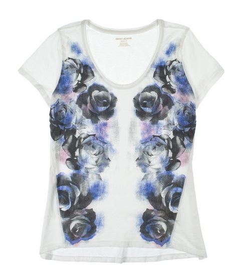 DKNY Jeans Ladies Short-sleeve Scoop-Neck Printed Tee
