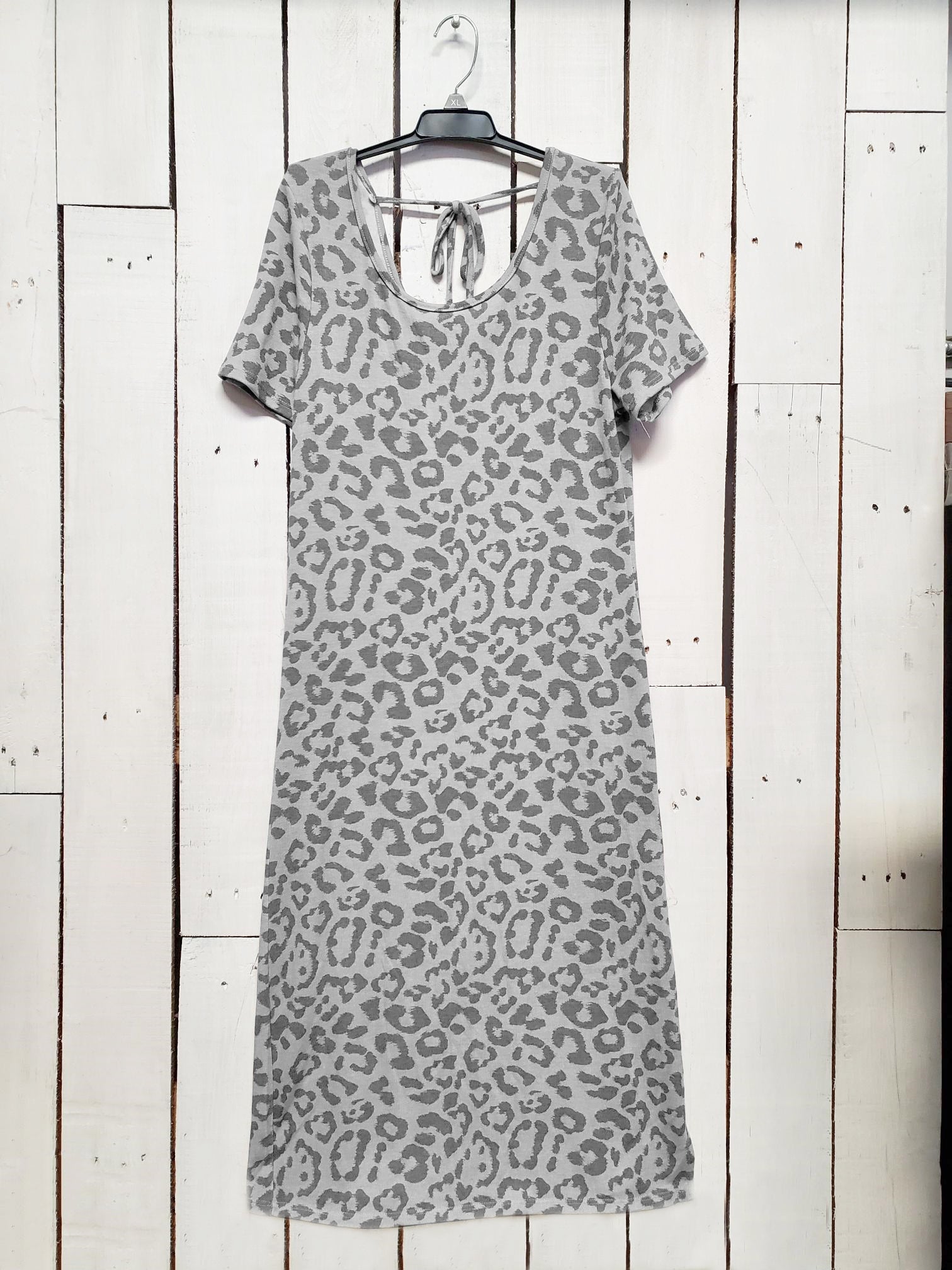 Carole Christian Womens Leopard Gray Short Sleeve Dress