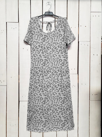 Carole Christian Womens Leopard Gray Short Sleeve Dress
