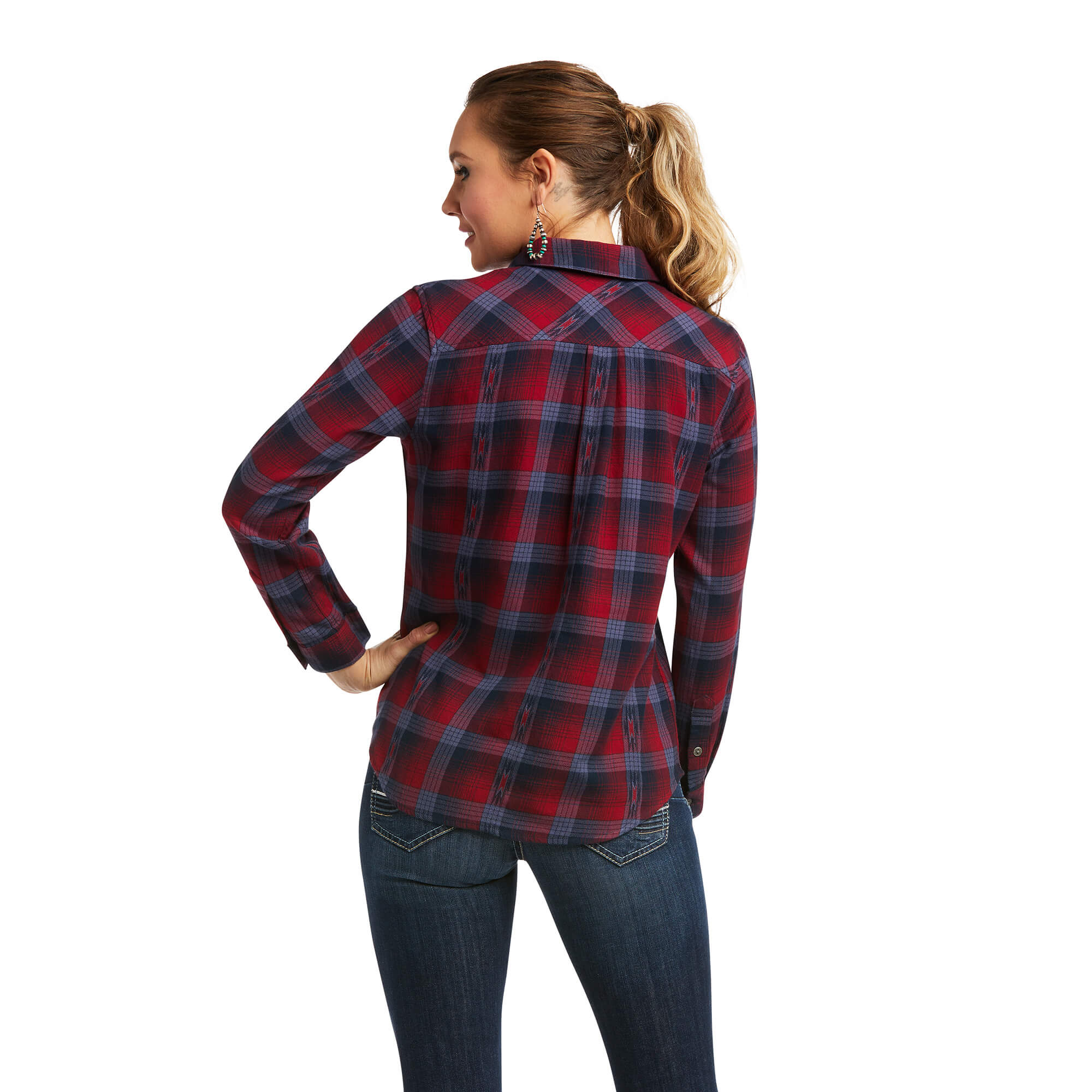 Ariat Womens Real Billie Jean Button Down Long Sleeve Plaid Shirt