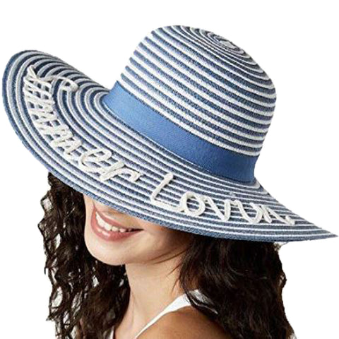 August Hat Co. Womens Summer Lovin' Floppy Hat (Blue/White, One Size)