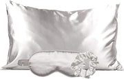 Kitsch Womens Satin Sleep Hair Care Accessory Set (Silver, 3 Piece)