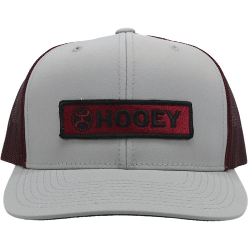 Hooey Mens "Lock Up" Grey & Maroon 6 Panel Trucker Hat