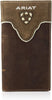 Ariat Mens Distressed Leather Rodeo Western Wallet Checkbook Cover (Brown)