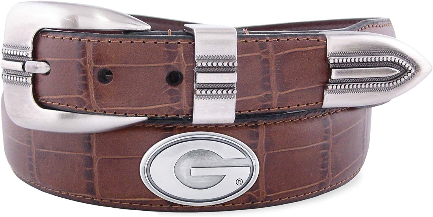 ZEP-PRO Mens NCAA Croc Leather Concho Belt