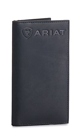 Ariat Men's Western Ribbon Inlay Leather Rodeo Wallet Checkbook Cover
