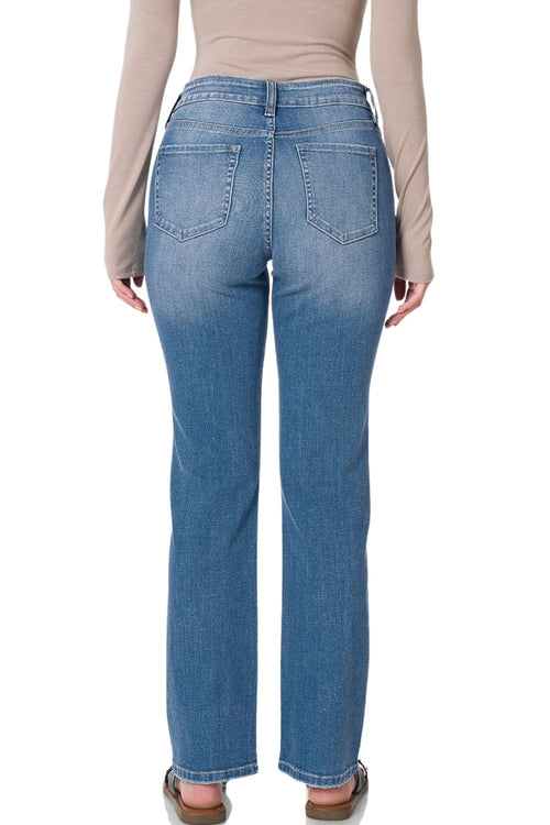 Zenana Womens Mid Rise Straight Denim Jeans