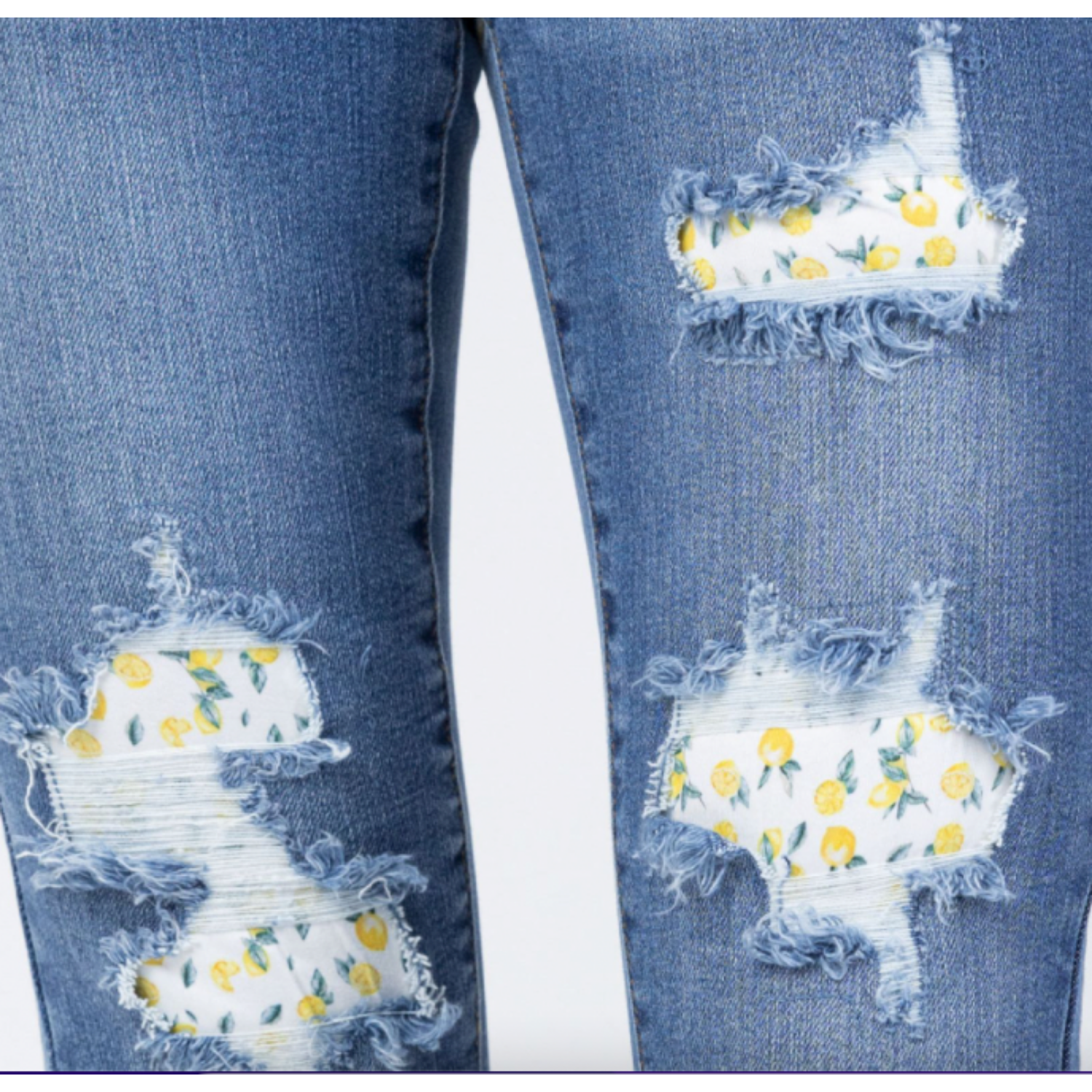 Judy Blue Womens Distressed High Rise Lemon Patch Skinny Jeans