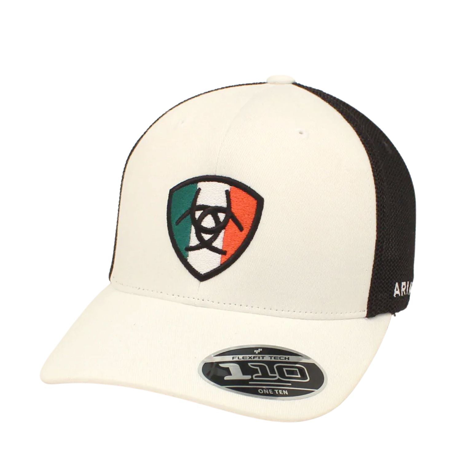 ARIAT Men's Adjustable Snapback Flexfit Shield Logo Baseball Cap, Black / White