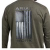Ariat Mens Rebar Workman Alloy Flag Graphic Tee Shirt, Sage Heather