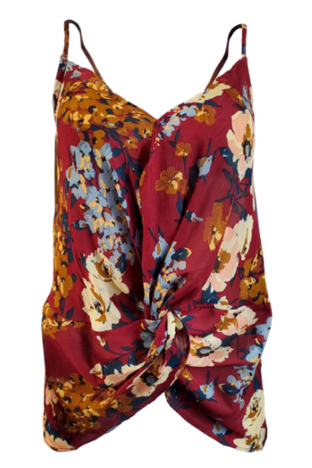 Umgee Womens Twist Front Floral Print Sleeveless Top