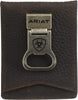 Ariat Shield Bottle Opener Money Clip Bifold Wallet (Brown Rowdy, One Size)
