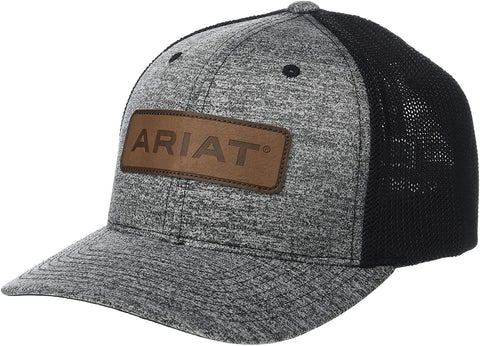 Ariat Mens Logo Patch Mesh Back Adjustable Snapback Cap Hat (Grey)