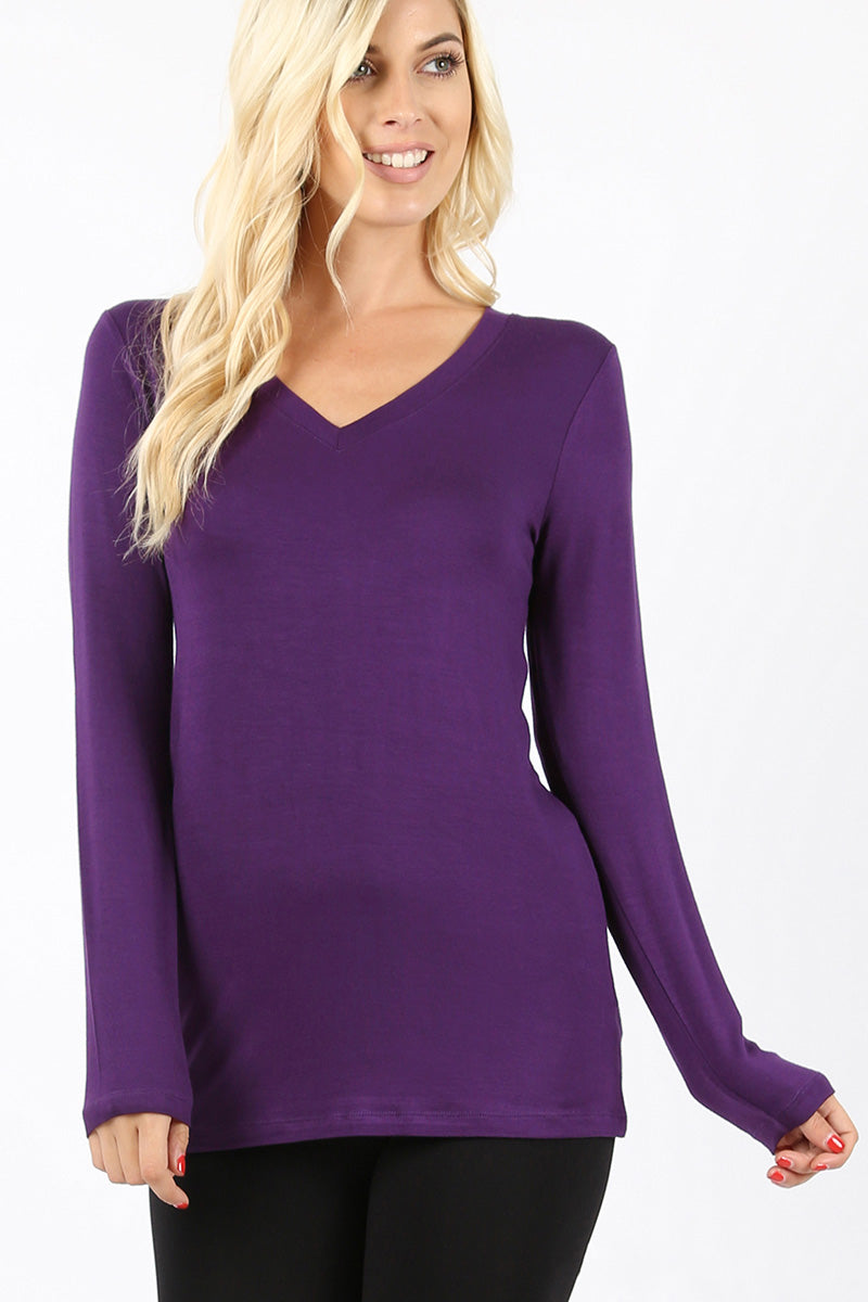 Zenana Womens Premium Rayon Long Sleeve T-Shirt