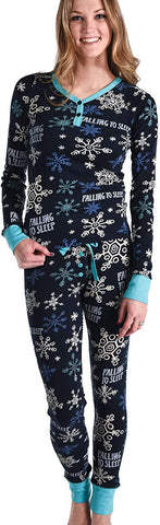 Lazy One Womens All Over Print Thermal Pajama Set, 2 Piece