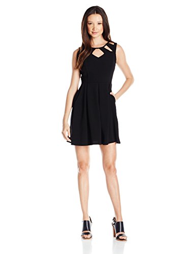 Speechless Juniors Cut Out Neckline Box Pleat Dress, Black, X-Small