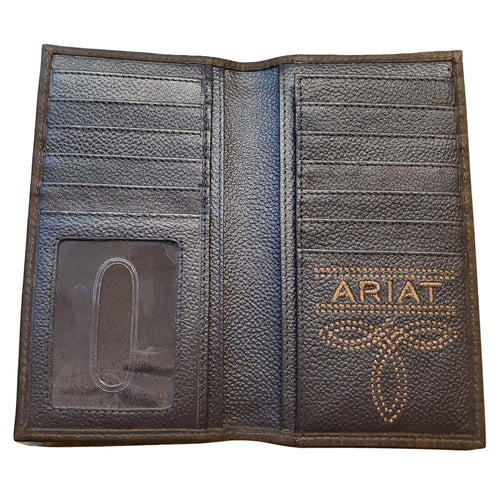 Ariat Mens Mexican Flag Embroidered Logo Rodeo Wallet Checkbook Cover