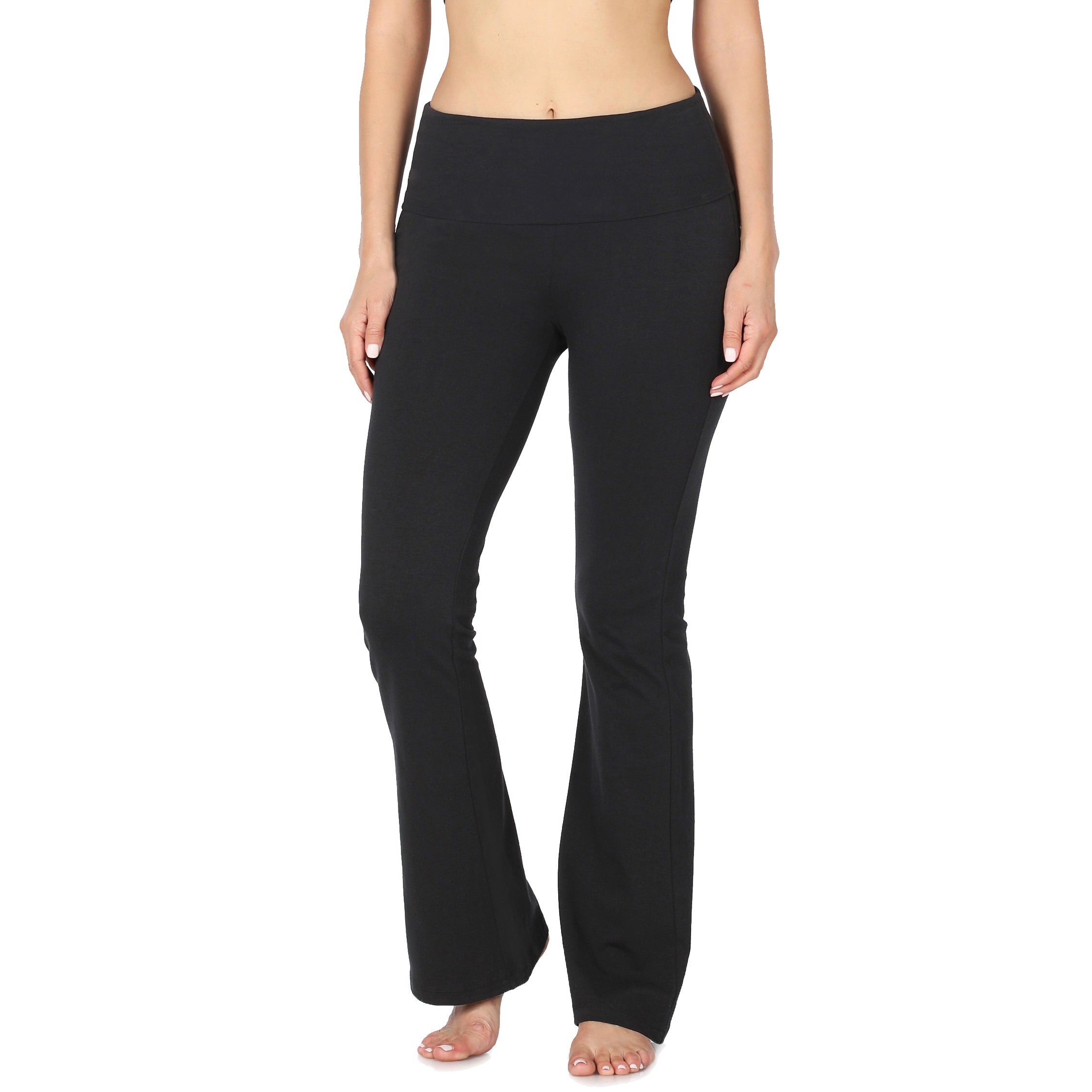 Zenana Womens Premium Cotton Fold Over Flare Yoga Pants – Shop Munki