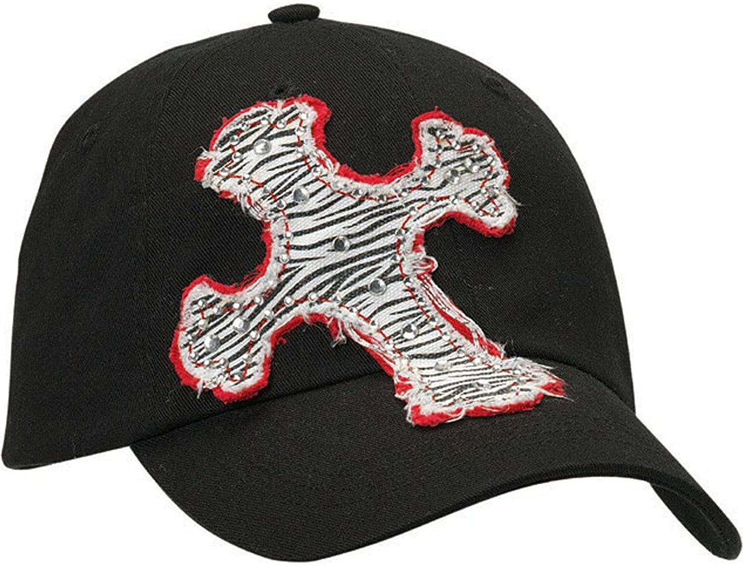 Blazin Roxx Womens Cross Overlay Crystal Adjustable Hat (Black, One Size)