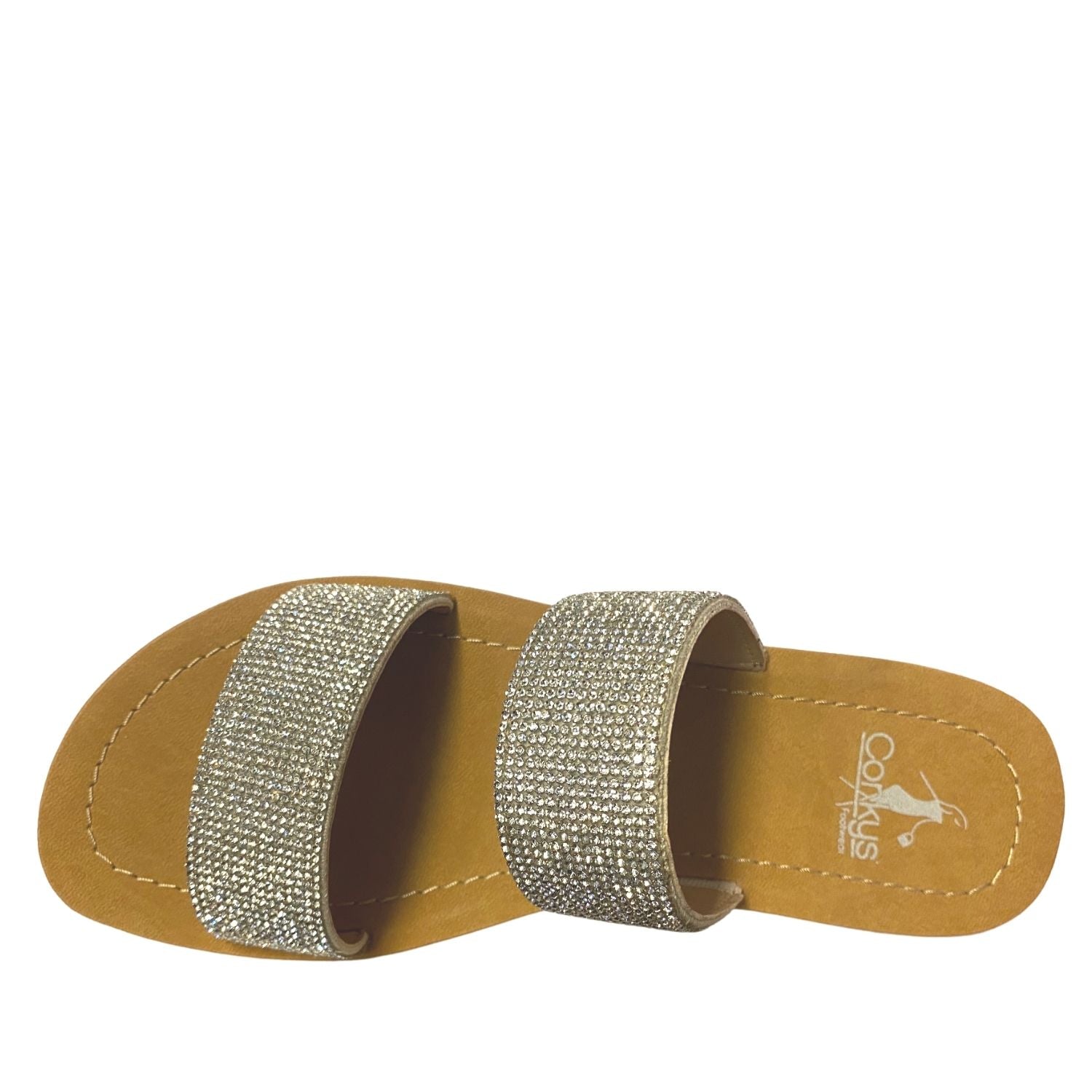 Corkys Womens Jubilee Slip On Sparkle Top Strap Sandal