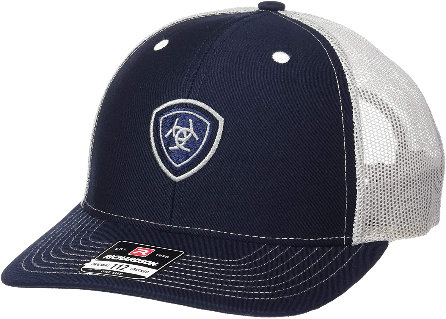 Ariat Mens Richardson 112 Adjustable Snapback Trucker Hat (Navy/Grey)