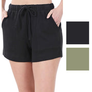 Zenana Womens Drawstring Waist Lounge Shorts With Pockets
